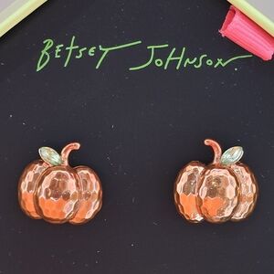 Betsey Johnson Pumpkin Earrings Orange Halloween Fall Autumn Thanksgiving Gift